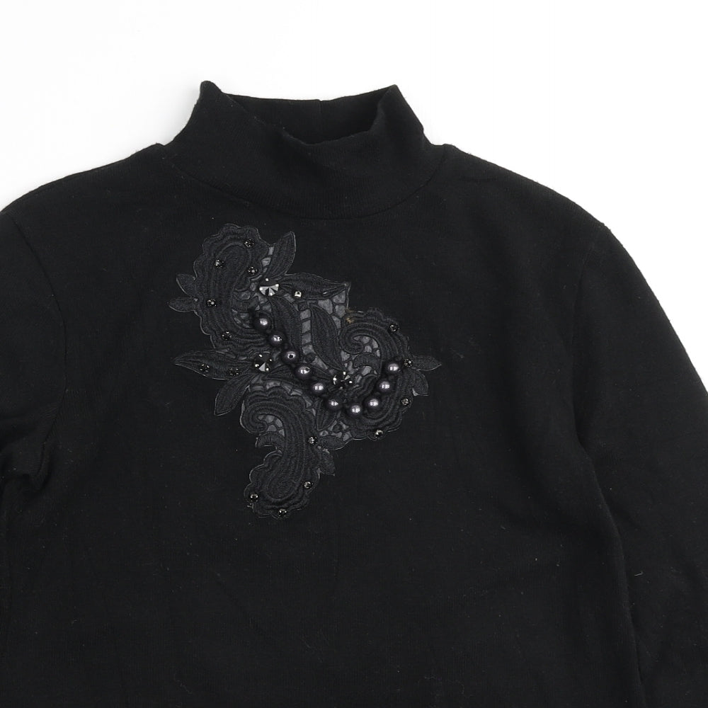 Zara Womens Black High Neck Polyester Pullover Jumper Size M