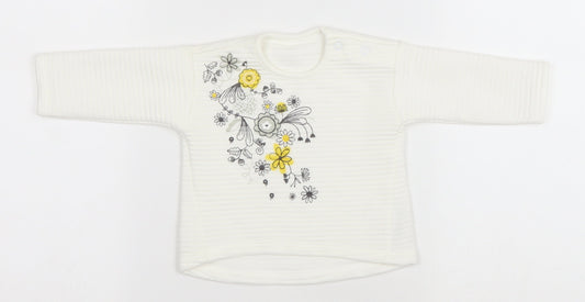 Nutmeg Baby White Floral Polyester Pullover Tank Size 0-3 Months Round Neck Snap - Floral