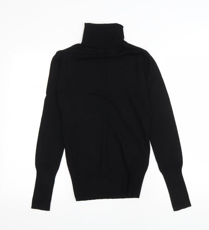 Preloved Clockhouse Womens Black Viscose Basic T-Shirt Size L Roll Neck - Front