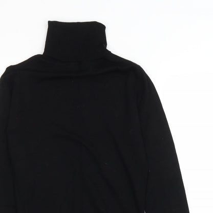 Preloved Clockhouse Womens Black Viscose Basic T-Shirt Size L Roll Neck - Detail