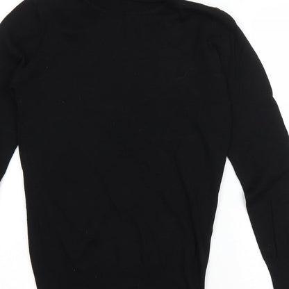 Preloved Clockhouse Womens Black Viscose Basic T-Shirt Size L Roll Neck - Label