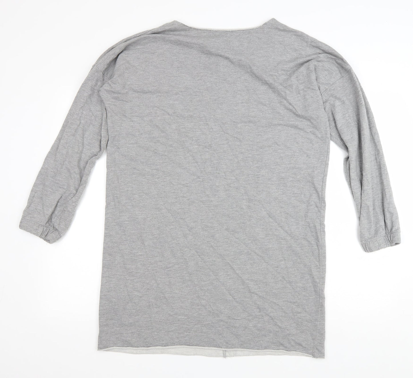 ASOS Womens Grey Cotton Jumper Dress Size 10 Boat Neck Zip