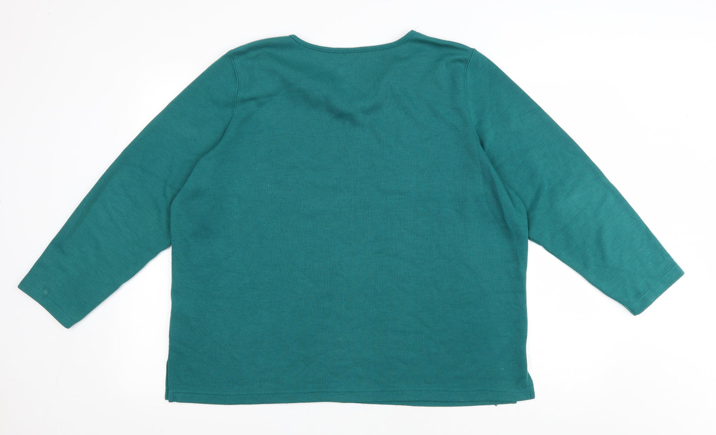 Preworn Womens Green Polyester Basic T-Shirt Size L V-Neck