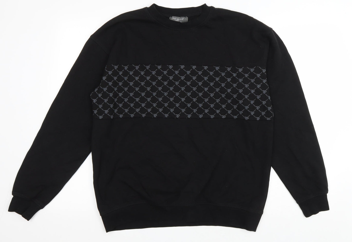 Primark Mens Black Polyester Pullover Sweatshirt Size S - FP