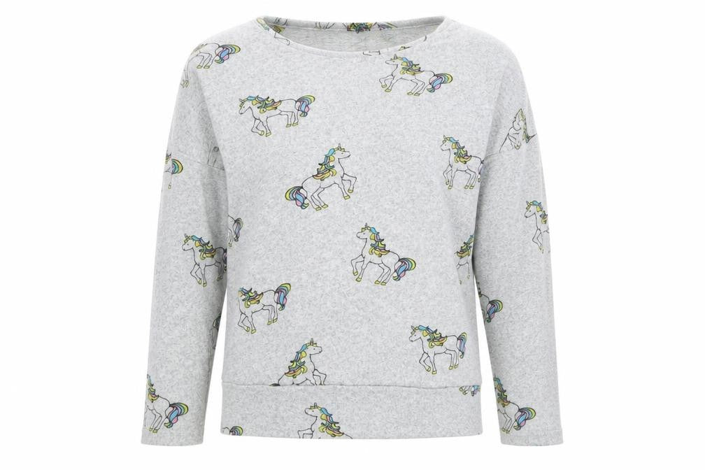 Izabel Womens Grey Scoop Neck Geometric Polyester Pullover Jumper Size 8 - Unicorns