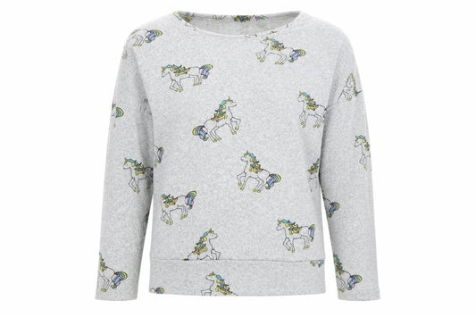 Izabel Womens Grey Scoop Neck Geometric Polyester Pullover Jumper Size 8 - Unicorns