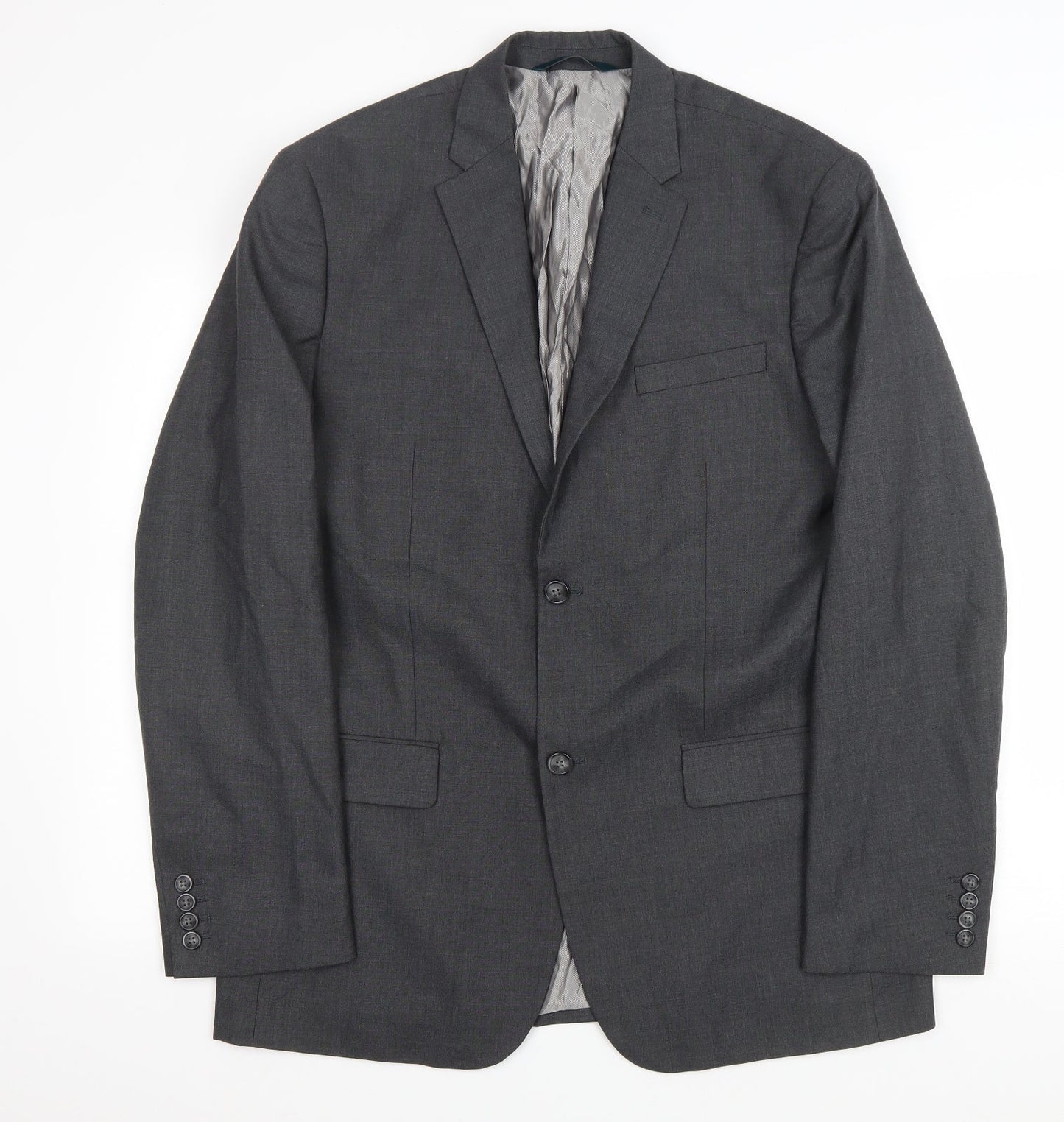 Perry Ellis Mens Grey Polyester Jacket Blazer Size 42