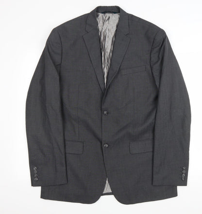 Perry Ellis Mens Grey Polyester Jacket Blazer Size 42