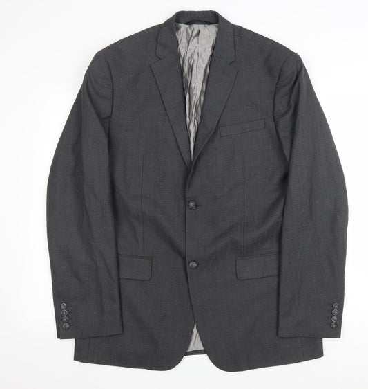 Perry Ellis Mens Grey Polyester Jacket Blazer Size 42
