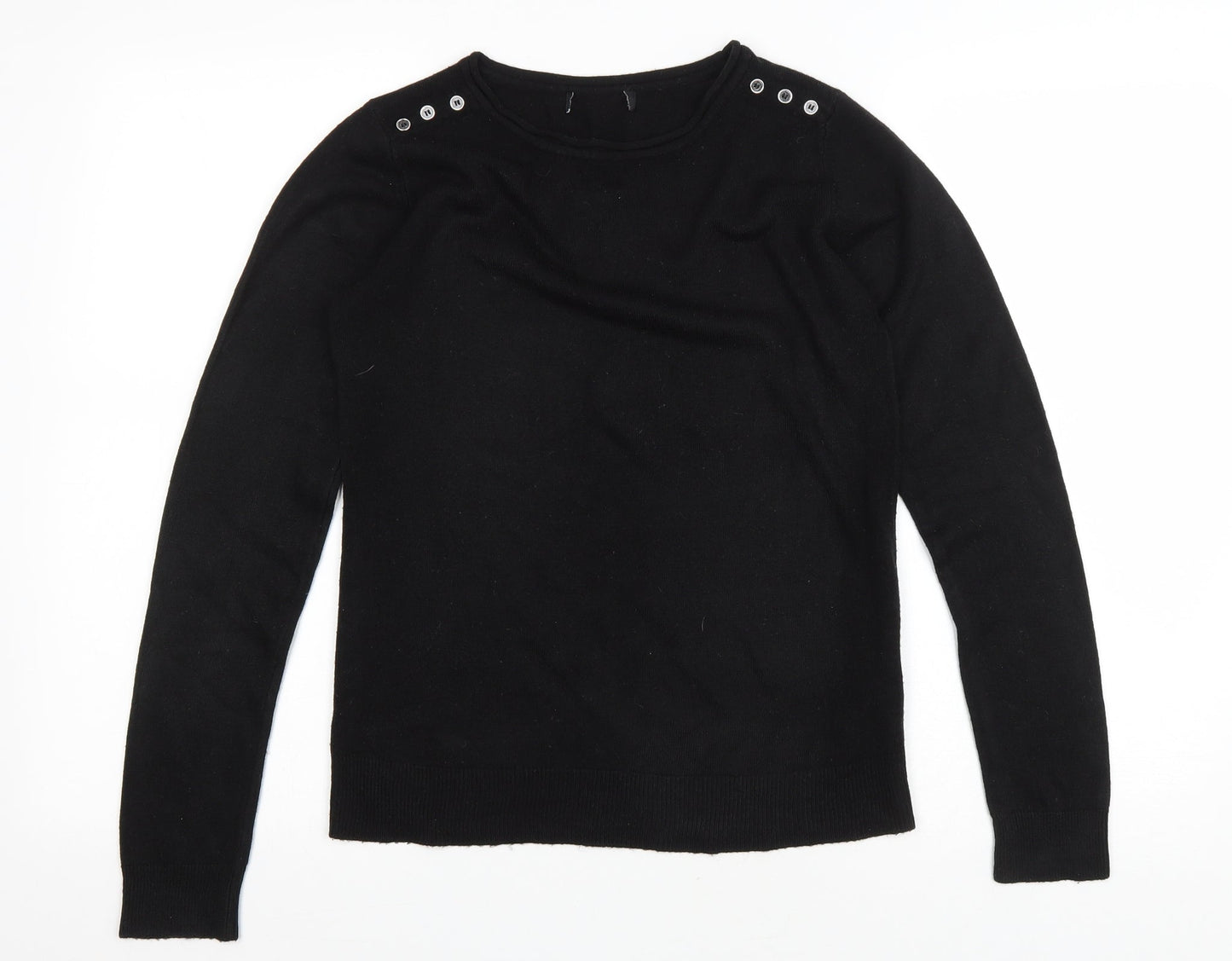 Atmosphere Womens Black Round Neck Acrylic Pullover Jumper Size 8