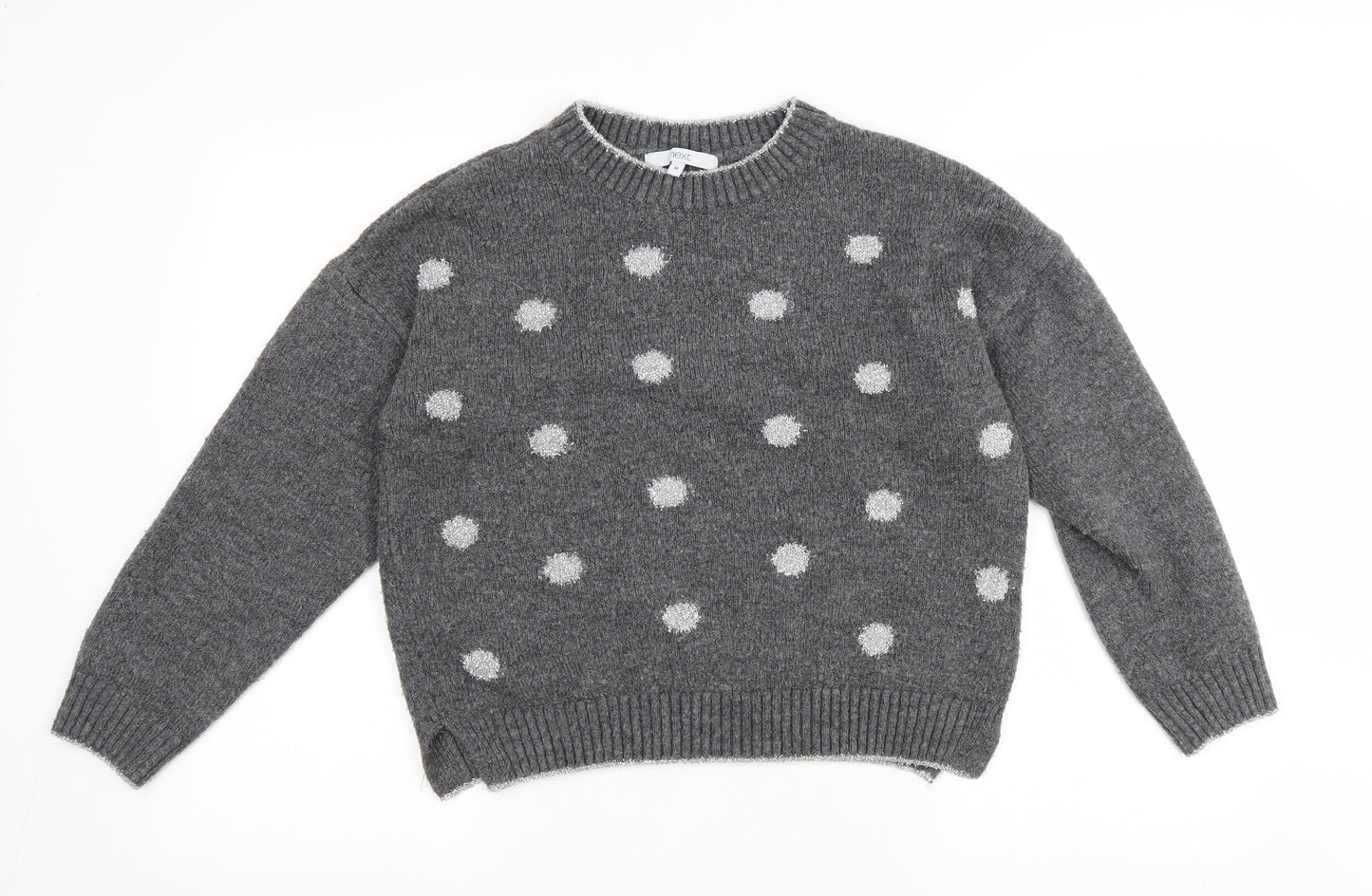 NEXT Womens Grey Round Neck Polka Dot Polyester Pullover Jumper Size M