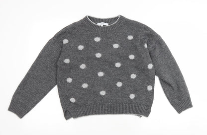 Next Womens Grey Round Neck Polka Dot Polyester Pullover Jumper Size M