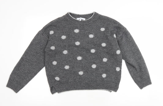 NEXT Womens Grey Round Neck Polka Dot Polyester Pullover Jumper Size M