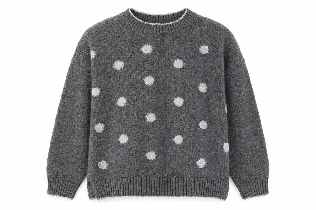 NEXT Womens Grey Round Neck Polka Dot Polyester Pullover Jumper Size M
