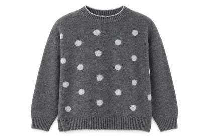 Next Womens Grey Round Neck Polka Dot Polyester Pullover Jumper Size M