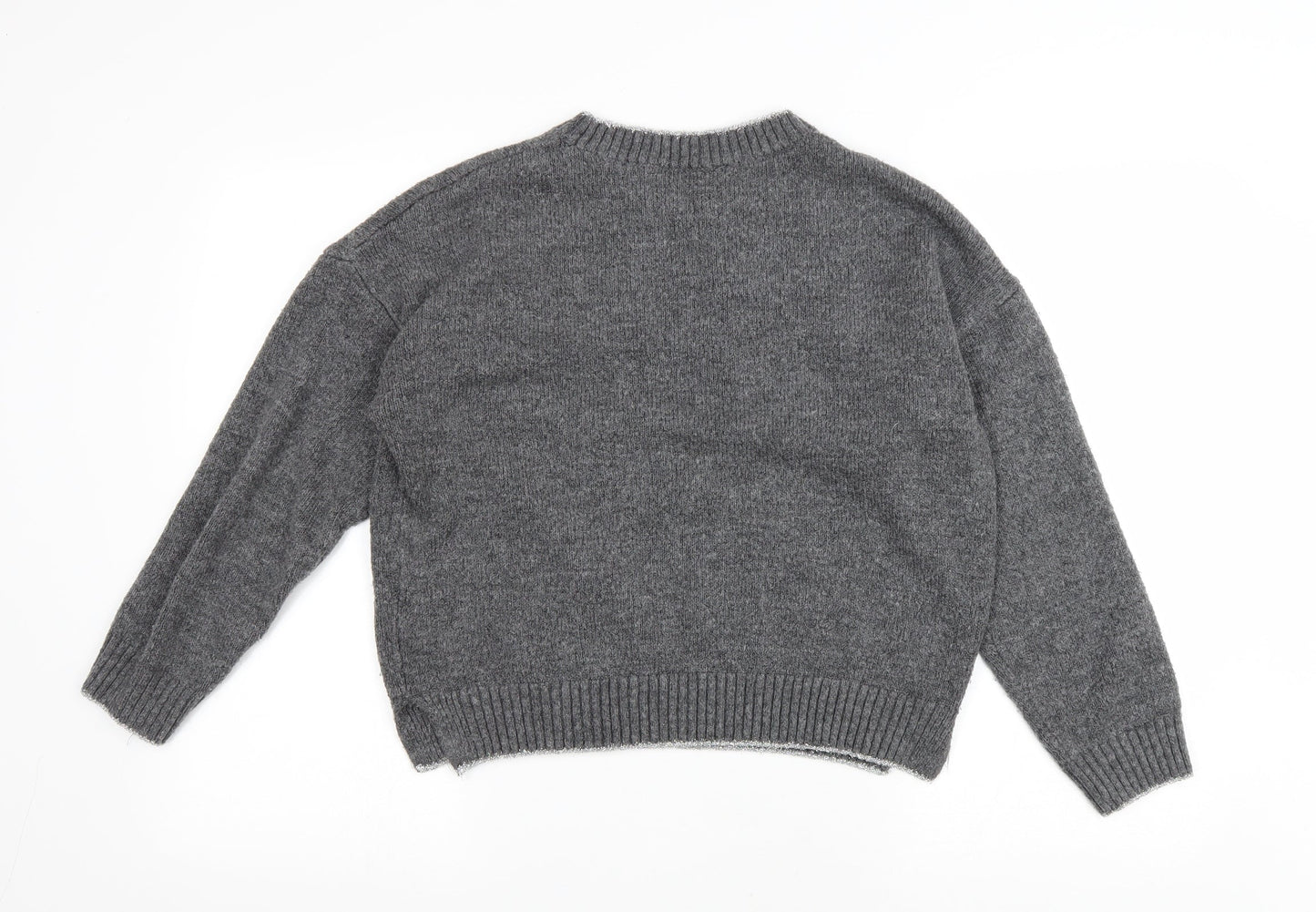 NEXT Womens Grey Round Neck Polka Dot Polyester Pullover Jumper Size M