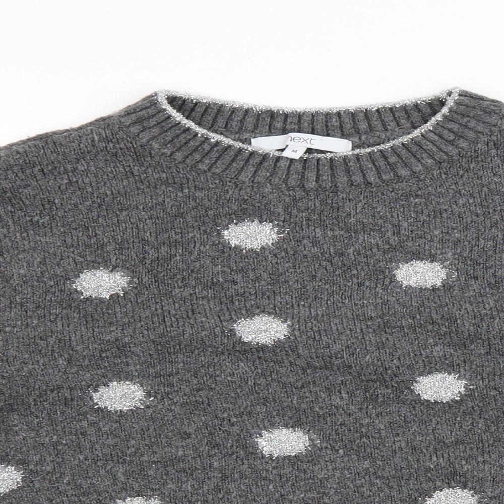 NEXT Womens Grey Round Neck Polka Dot Polyester Pullover Jumper Size M