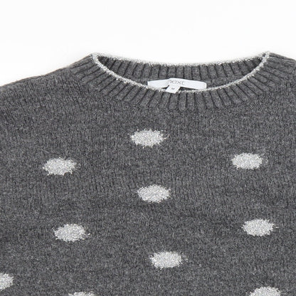 Next Womens Grey Round Neck Polka Dot Polyester Pullover Jumper Size M