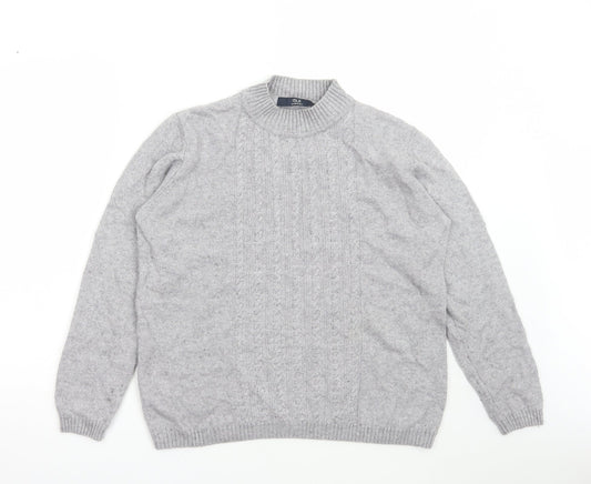 Isle Womens Grey Mock Neck Nylon Pullover Jumper Size M
