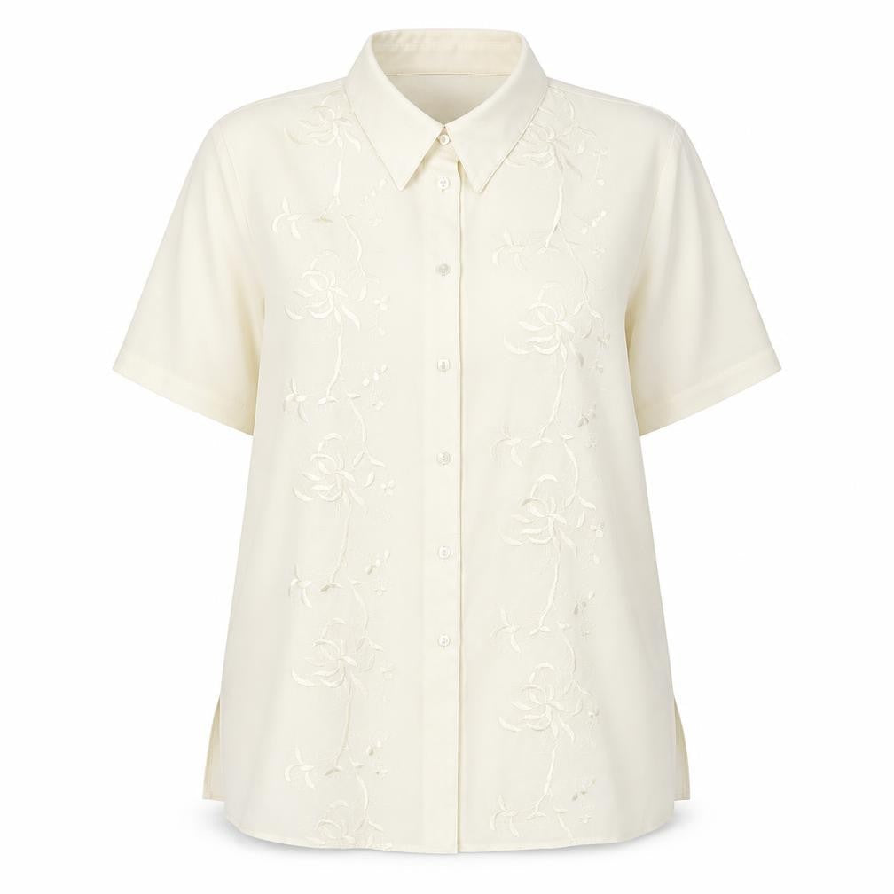 FOSBY Womens Ivory Polyester Basic Button-Up Size 14 Collared