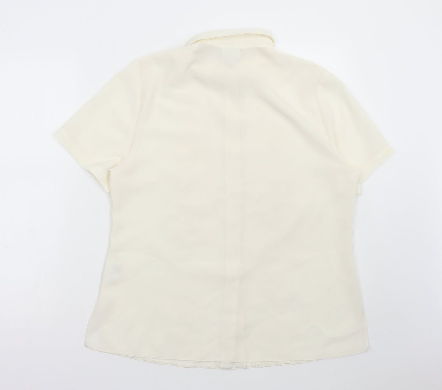 FOSBY Womens Ivory Polyester Basic Button-Up Size 14 Collared