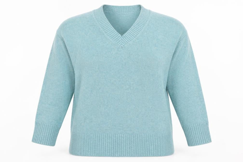 Papaya Womens Green V-Neck Polyester Pullover Jumper Size M