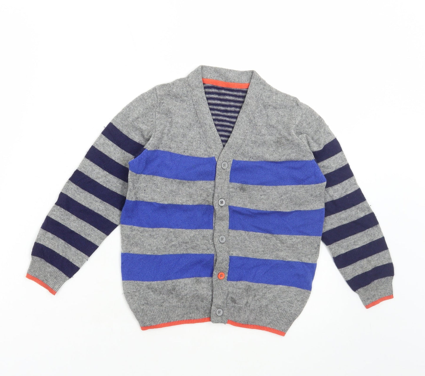 Preworn Womens Multicoloured V-Neck Striped Acrylic Cardigan Jumper Size 6