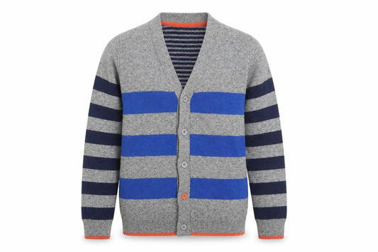 Preworn Womens Multicoloured V-Neck Striped Acrylic Cardigan Jumper Size 6