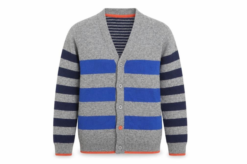 Preworn Womens Multicoloured V-Neck Striped Acrylic Cardigan Jumper Size 6