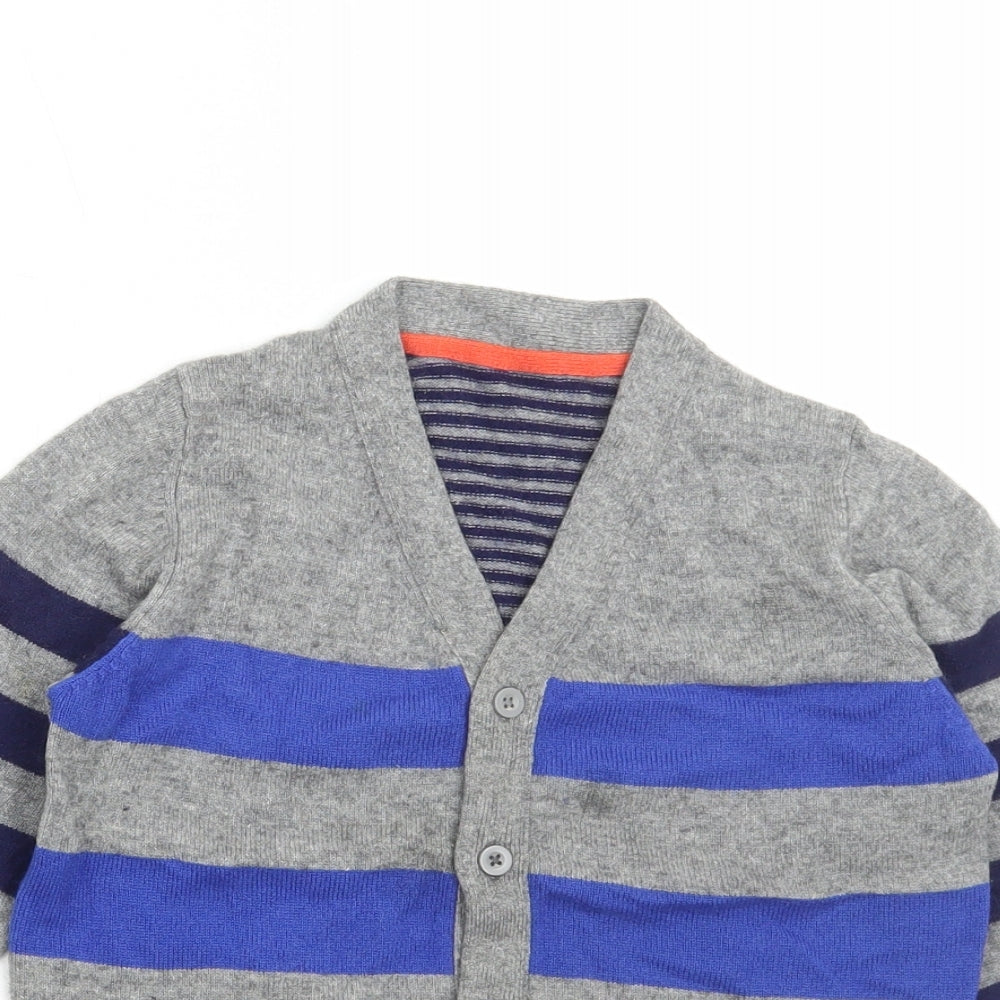 Preworn Womens Multicoloured V-Neck Striped Acrylic Cardigan Jumper Size 6