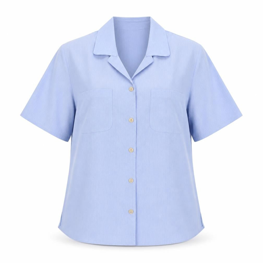 Berkertex Womens Blue Polyester Basic Button-Up Size 14 Collared
