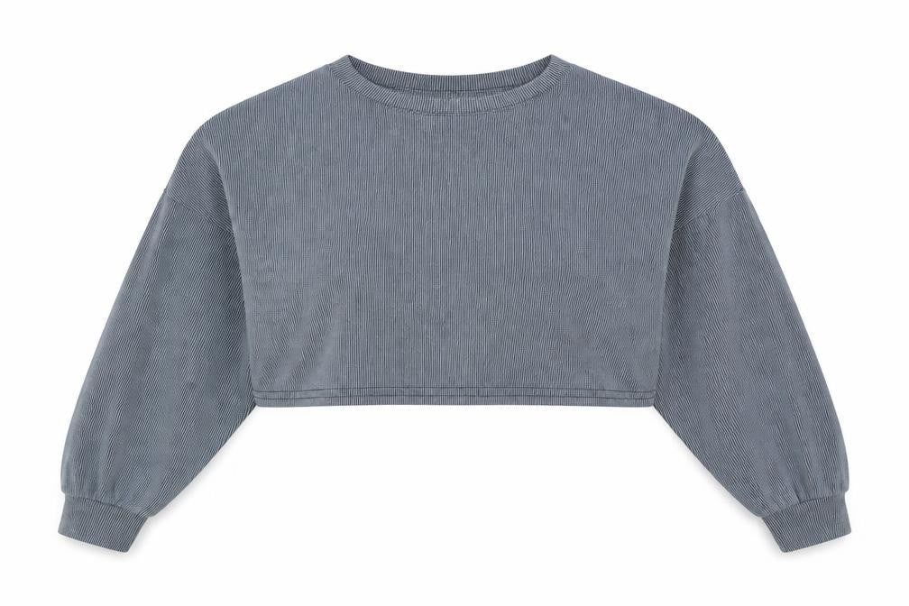 Nasty Gal Womens Blue Striped Polyester Pullover Sweatshirt Size 10 Pullover - Cropped