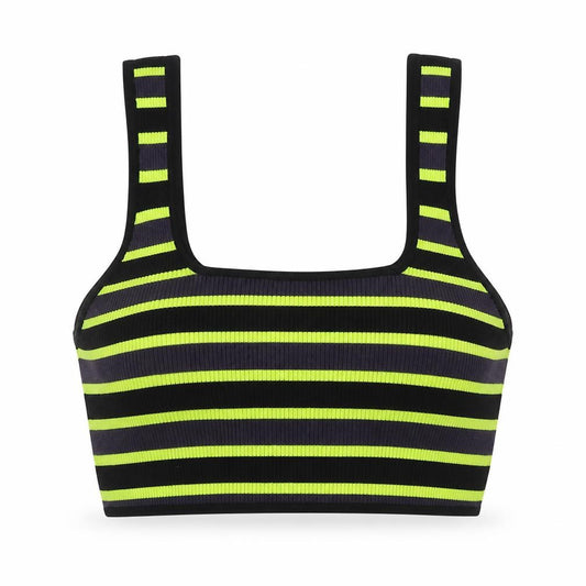 Divided by H&M Womens Multicoloured Striped Viscose Cropped Tank Size L Square Neck