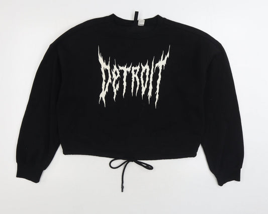 Divided by H&M Womens Black Cotton Pullover Sweatshirt Size M Pullover - Detroit