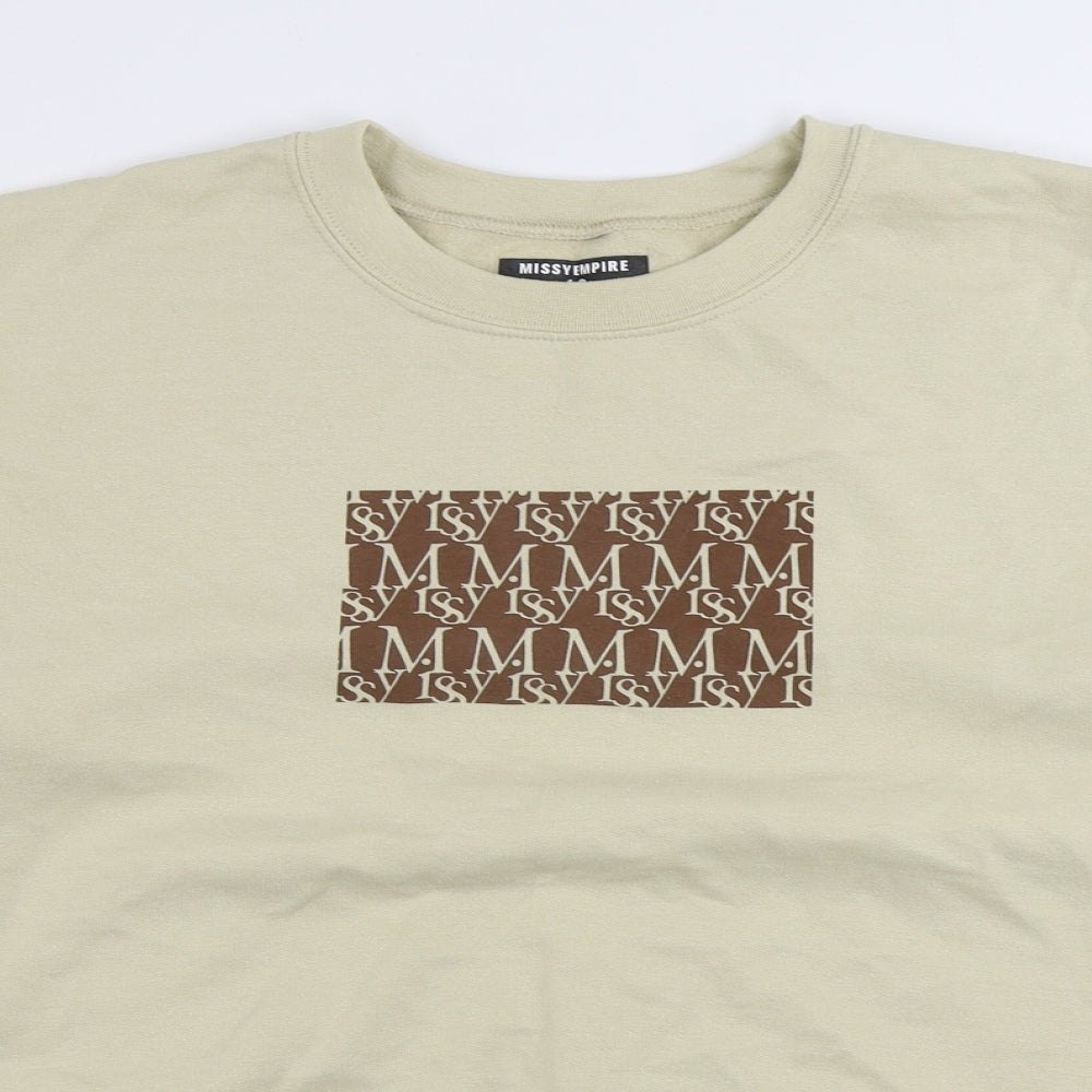 Missy Empire Womens Beige Cotton Pullover Sweatshirt Size 12 Pullover