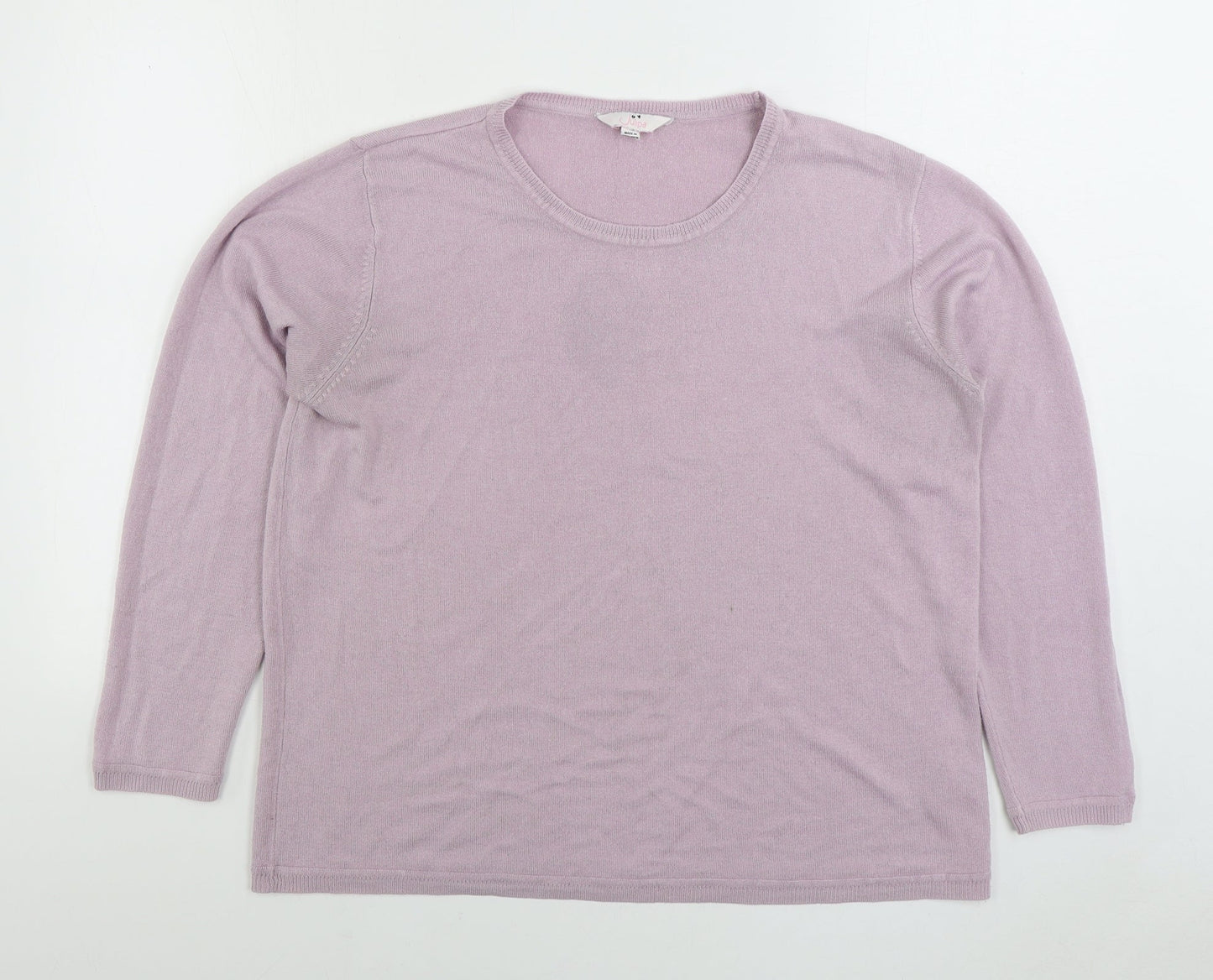 Julipa Womens Pink Round Neck Acrylic Pullover Jumper Size L