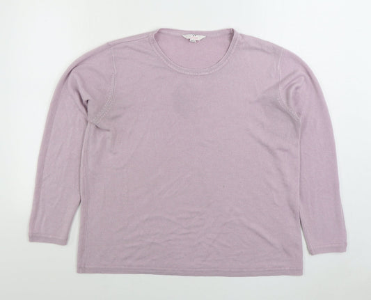 Julipa Womens Pink Round Neck Acrylic Pullover Jumper Size L