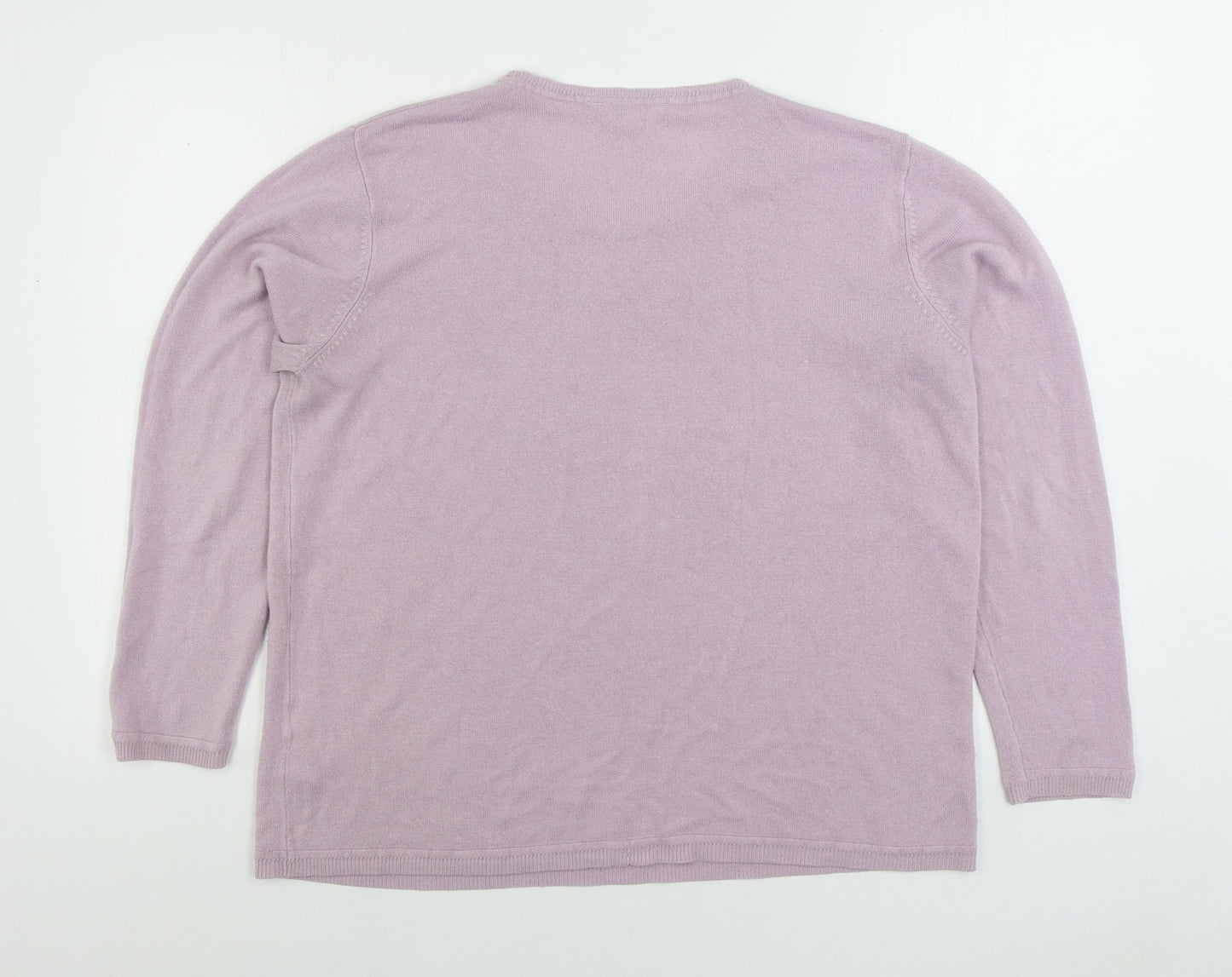Julipa Womens Pink Round Neck Acrylic Pullover Jumper Size L