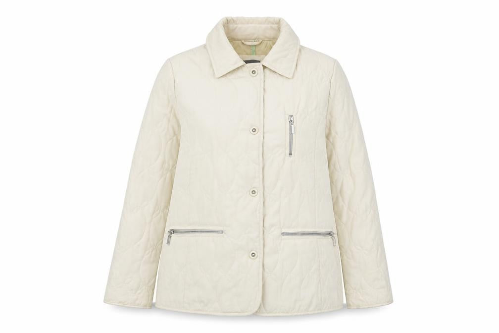 City Look Womens Ivory Quilted Coat Size 12 Button