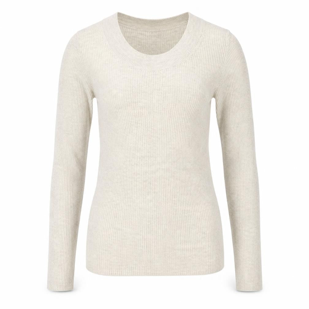 H&M Womens Beige Acrylic Basic Blouse Size XS Scoop Neck