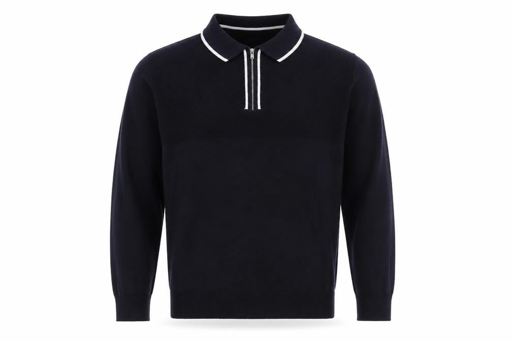 Easy Mens Blue Collared Acrylic Pullover Jumper Size S