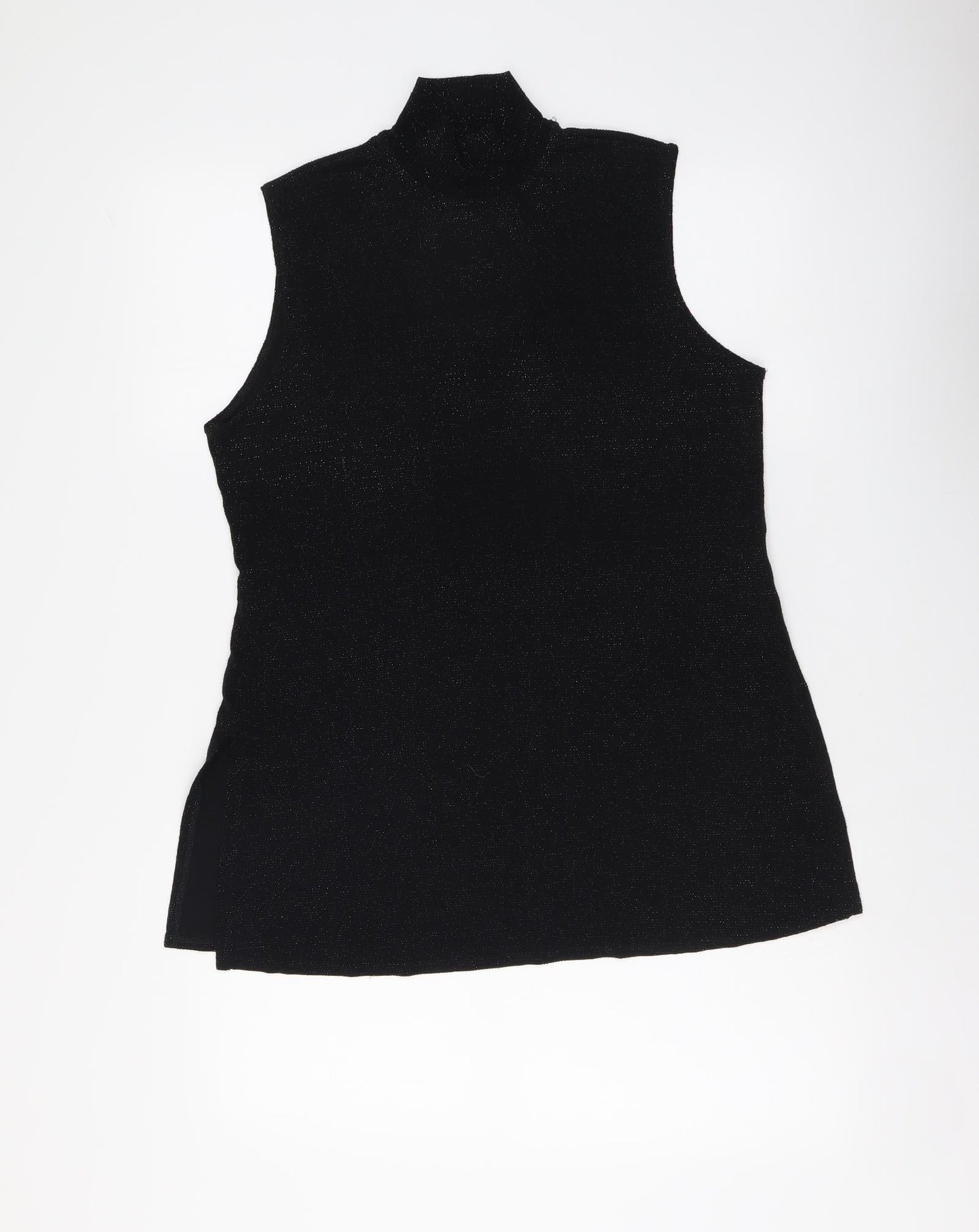 Sky Design Womens Black Polyester Basic Tank Size M High Neck
