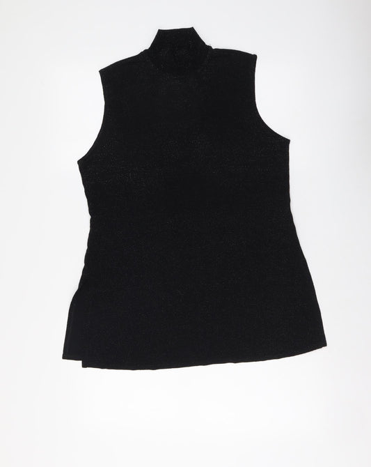 Sky Design Womens Black Polyester Basic Tank Size M High Neck