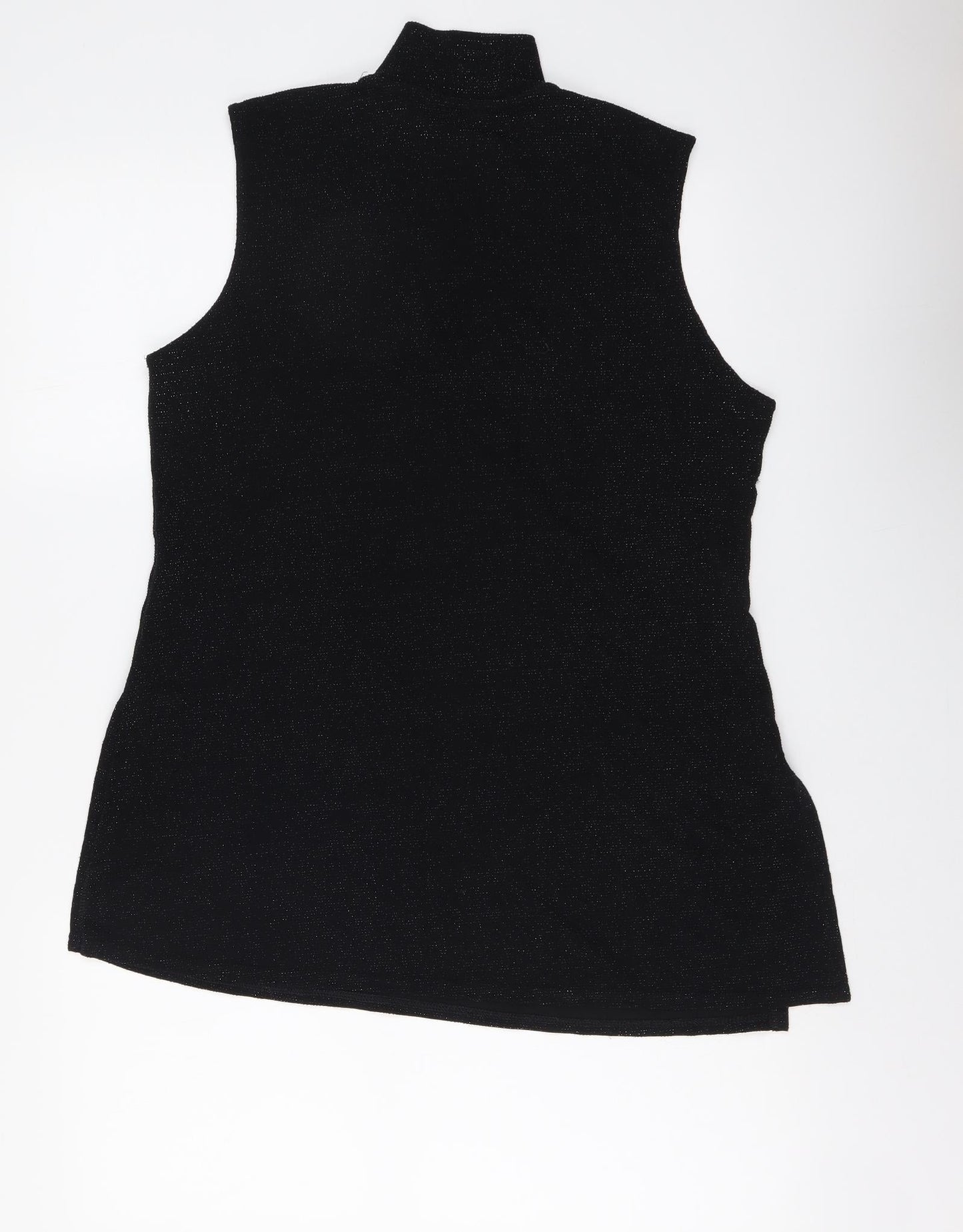 Sky Design Womens Black Polyester Basic Tank Size M High Neck