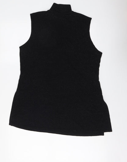 Sky Design Womens Black Polyester Basic Tank Size M High Neck