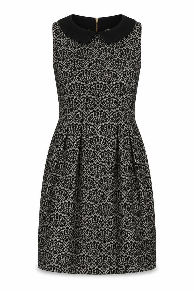 Almari Womens Black Polyester A-Line Size 10 Collared Zip