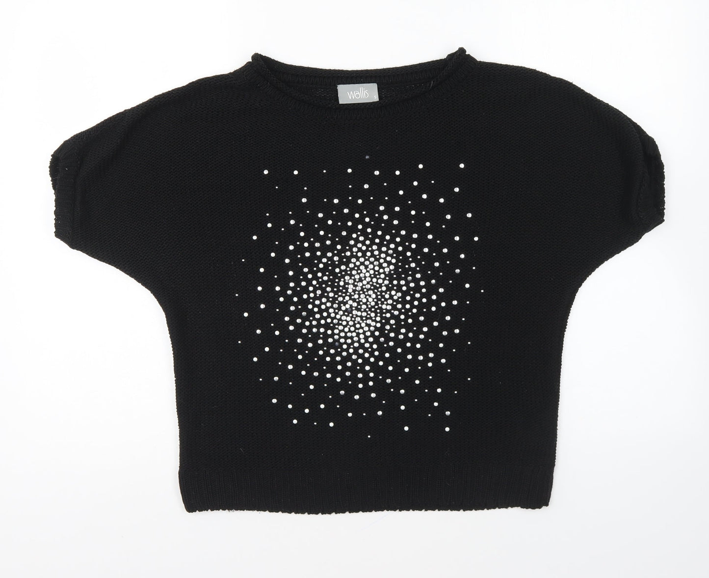 Wallis Womens Black Round Neck Acrylic Pullover Jumper Size S