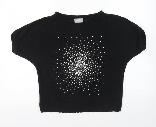 Wallis Womens Black Round Neck Acrylic Pullover Jumper Size S