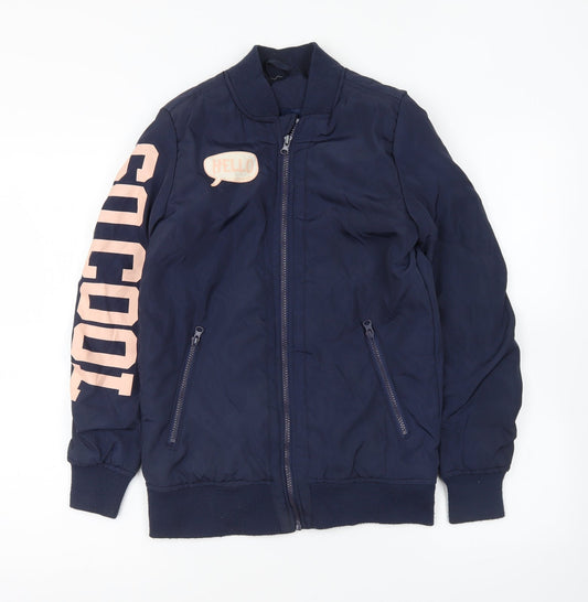 PEP&CO Girls Blue Bomber Jacket Coat Size 12 Years Zip - Snap Queen