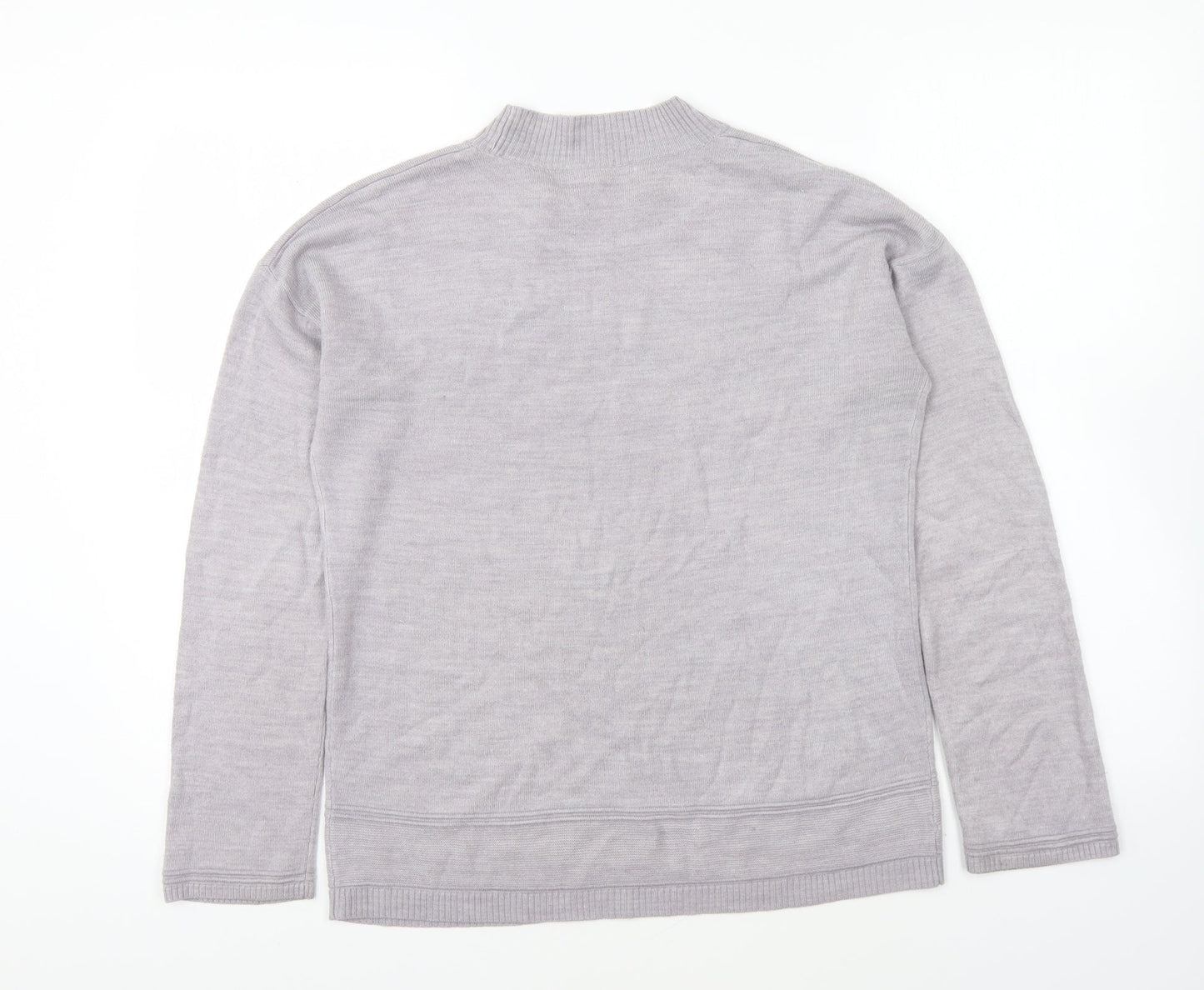 Vida Vi Womens Grey Mock Neck Acrylic Pullover Jumper Size M